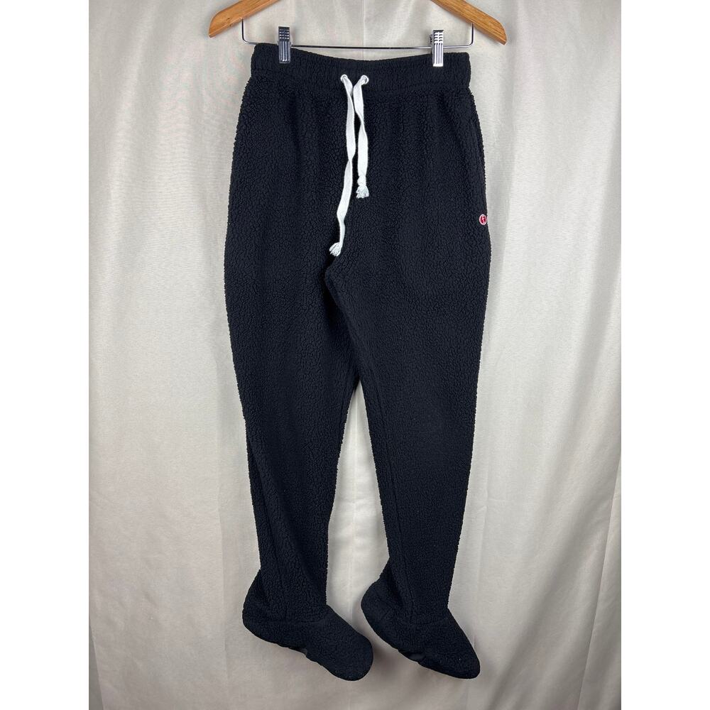 Feejays Adult Cloud Footed Sweatpants with Sherpa Fleece Lined Feet sz XS Black